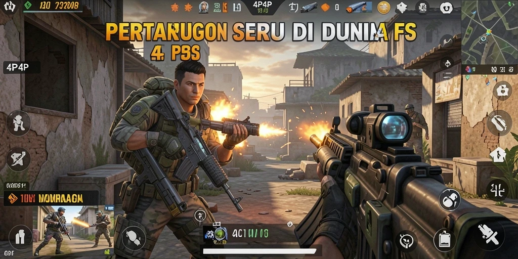 Gameplay menegangkan dari 4P4P di medan perang.