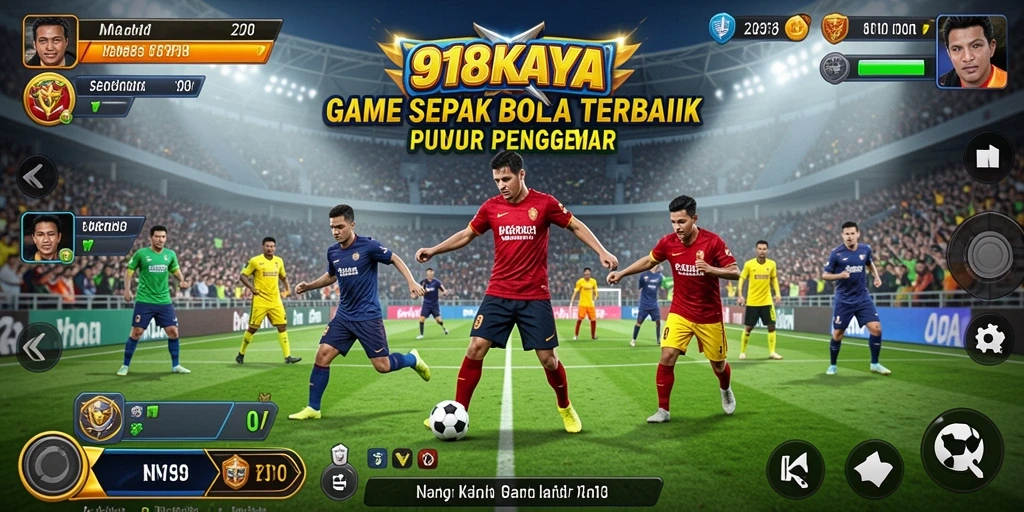 Tampilan gameplay 918KAYA dengan aksi sepak bola intens.