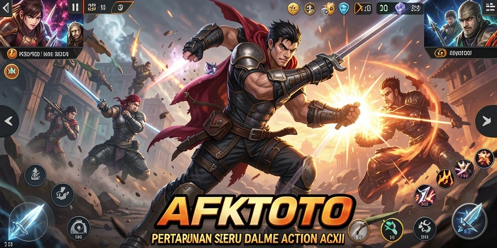 Tampilan gameplay seru AFKTOTO dengan aksi pertarungan dramatis.