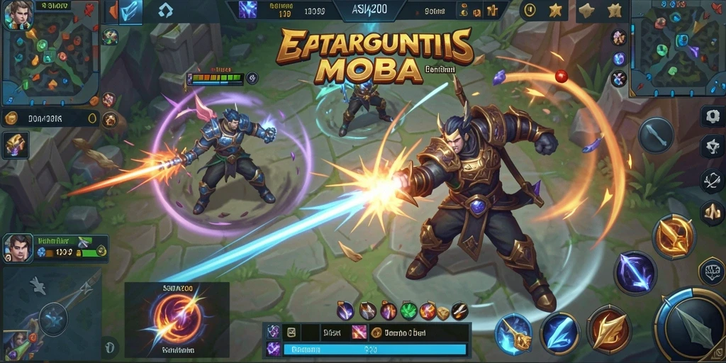 Tampilan gameplay MOBA yang seru dan mendebarkan.