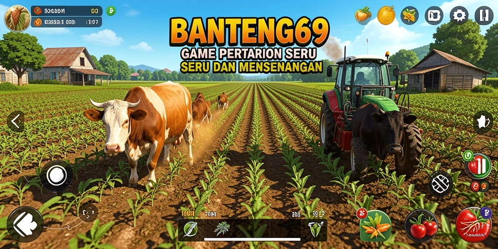 Tampilan gameplay menarik BANTENG69 dengan aktivitas bertani.