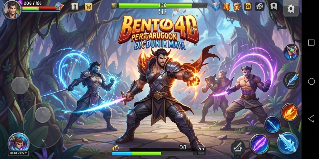 Screenshot BENTO4D menampilkan karakter bertarung dengan aksi yang mendebarkan.