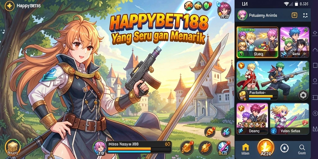 Screenshot dari gameplay HAPPYBET188 yang menampilkan pertarungan karakter Anime.