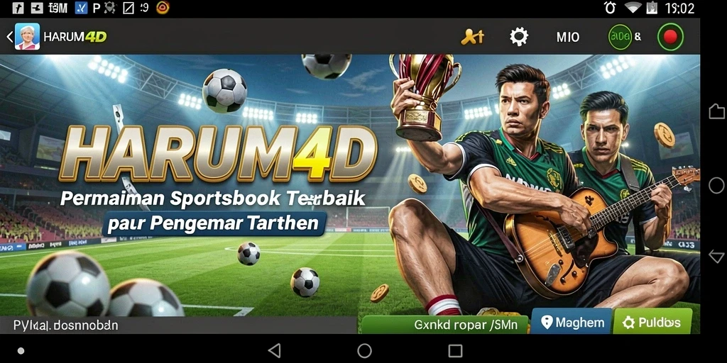 Screenshot utama HARUM4D menunjukkan antarmuka yang menarik dan interaktif untuk Sportsbook.