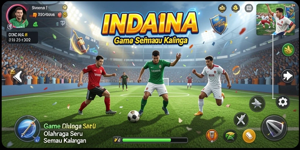 Tampilan gameplay dari INDAAA yang penuh aksi dan semangat olahraga.