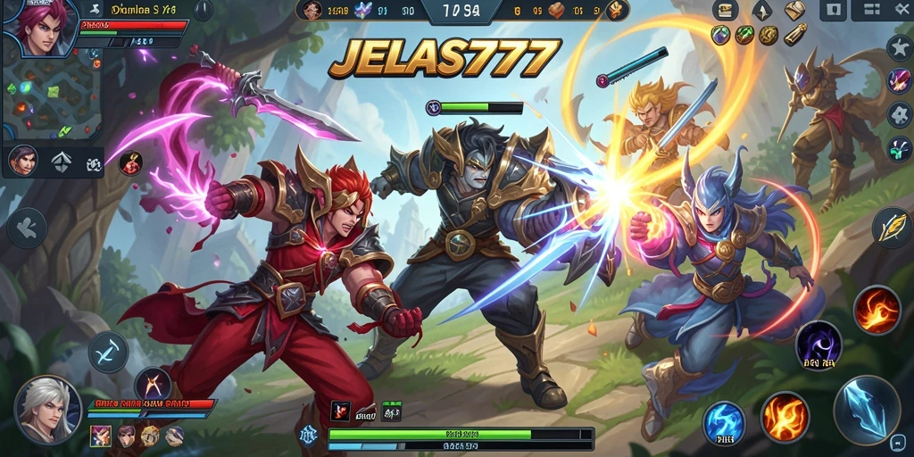 Tampilan gameplay seru dalam pertandingan MOBA.