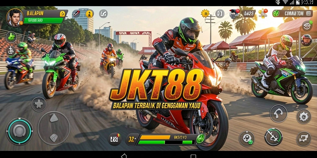 Gameplay JKT88 yang seru dan menegangkan saat balapan.