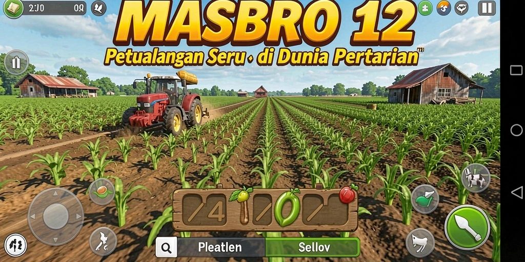 Gameplay seru pertanian di MASBRO12 dengan berbagai tanaman.