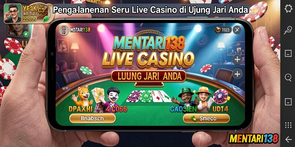 Tampilan gameplay Live Casino di MENTARI138 yang mendebarkan dan interaktif.