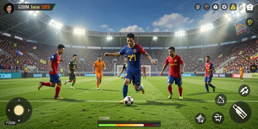 Tangkapan layar menampilkan aksi seru dalam pertandingan sepak bola.