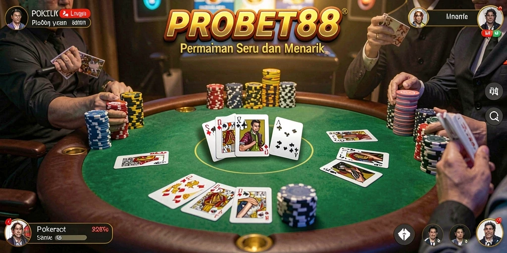 Tampilan gameplay Poker di PROBET88 yang seru dan mengasyikkan.