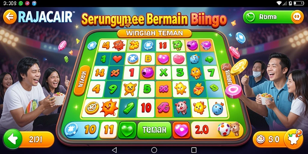 Tampilan gameplay seru Bingo dalam RAJACAIR dengan kartu dan interaksi pemain.