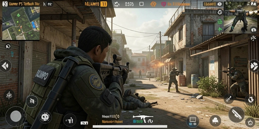 Tampilan memukau dari gameplay RAJAMPO dalam aksi FPS.