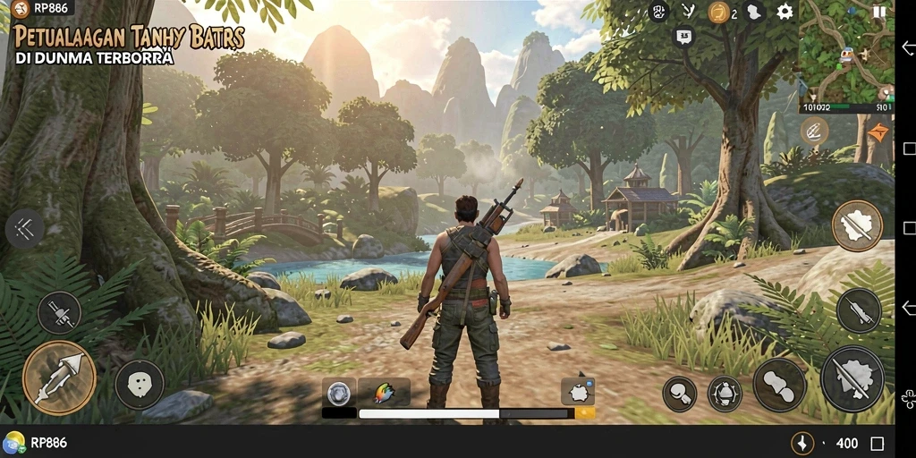 Tampilan gameplay yang menakjubkan di dunia terbuka RP886.