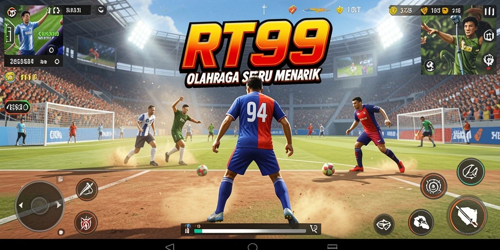 Tampilan gameplay RT99 menampilkan aksi olahraga yang intens.