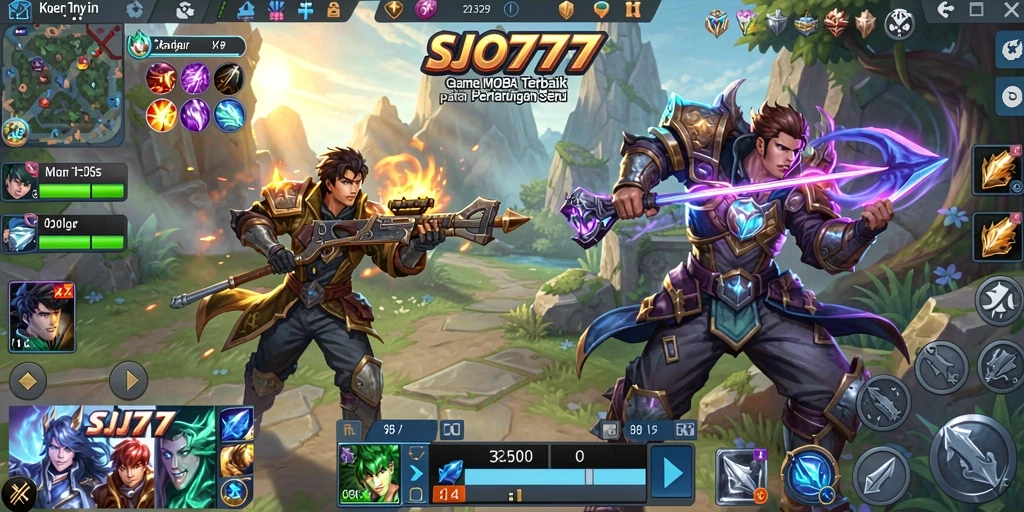 Tampilan gameplay seru SJO777 dalam pertarungan MOBA.