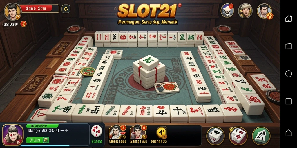 Gambaran gameplay SLOT21 dengan desain Mahjong yang menawan.