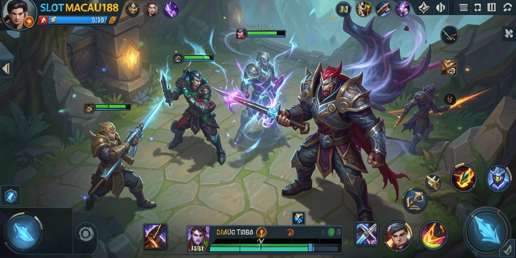 Tampilan gameplay SLOTMACAU188 dengan aksi pertempuran yang seru.
