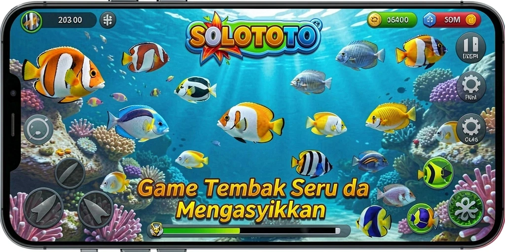 Tampilan gameplay seru dalam SOLOTOTO saat menembak ikan.